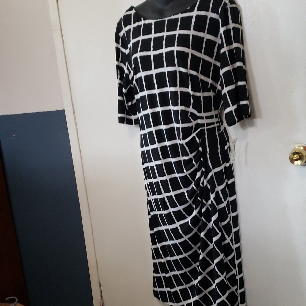 Elegant Black and White Grid Dress